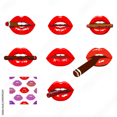 A set of vector images of women's lips