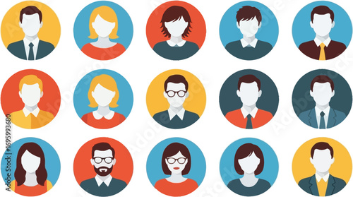 Diverse team avatars for website profiles offering a professional and modern feel with a variety of colors