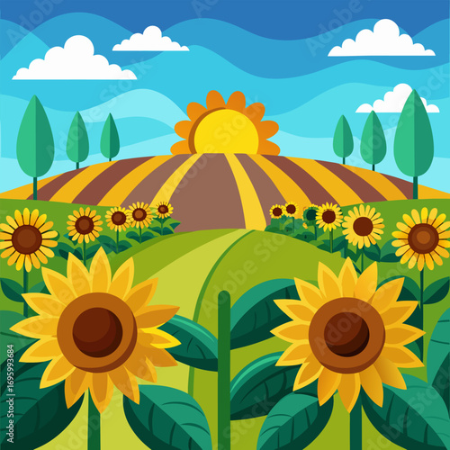 sunflower field with sunflowers