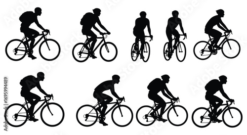 cyclists in motion various poses and styles captured