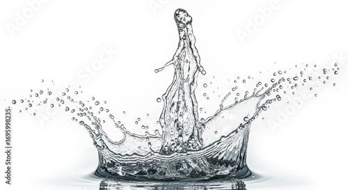 Water Splash on White Background, High-Speed Photography