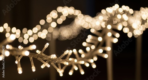 Warm White String Lights Bokeh Effect, Holiday Decoration