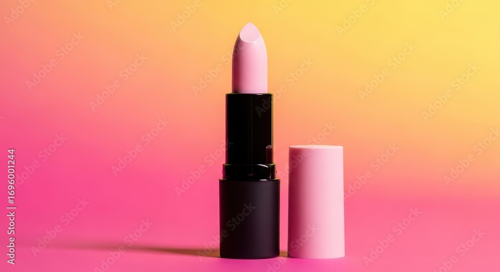 Fototapeta premium Pink Lipstick on Gradient Background - Beauty and Cosmetics