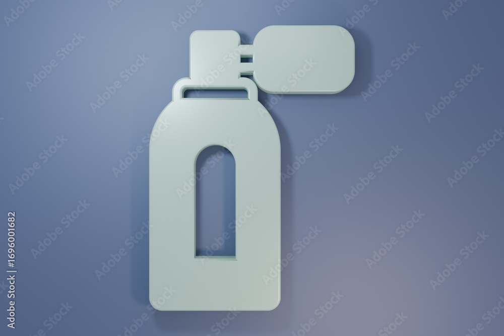 Obraz premium Grey Aftershave bottle with atomizer icon isolated on purple-blue background. Cologne spray icon. Male perfume bottle. Minimalism concept. 3D render illustration