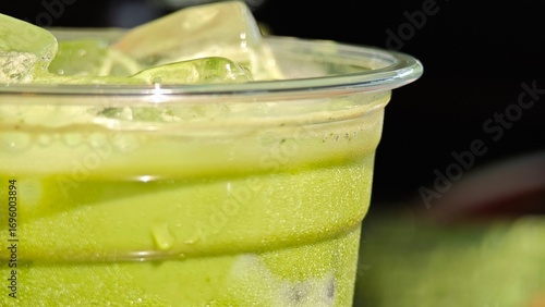 Iced matcha latte. Refresh drink.