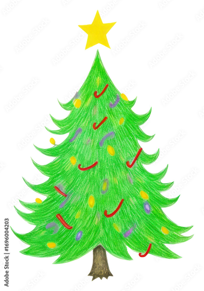 Obraz premium PNG Christmas tree drawing plant illuminated.