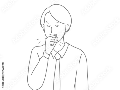 イラスト　男性　咳