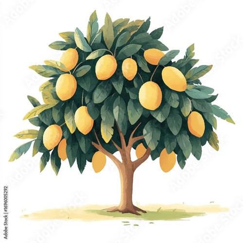 A vibrant lemon tree laden with ripe yellow lemons and lush green leaves.