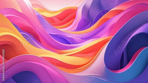 Abstract Wavy Color: A mesmerizing and vivid abstract artwork, composed of flowing, layered shapes of various hues.