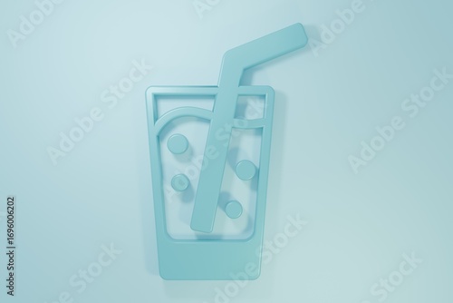 Wallpaper Mural Blue Glass with water icon isolated on blue background. Soda glass. Minimalism concept. 3D render illustration Torontodigital.ca