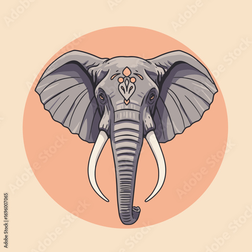 Majestic Elephant Head with Ornate Forehead Detail