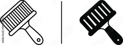 Brush Icon: A detailed graphic illustrating a sleek paint brush, perfect for use in design or informational contexts. 