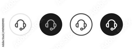 Support headset icon. Customer service headphones with microphone vector illustration. Online help and call center symbol. Assistance and communication sign.