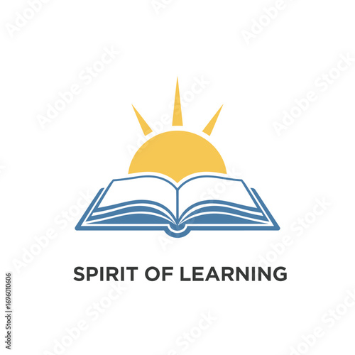 Book read education sun spirit learning, logo design illustration