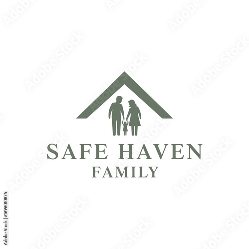 Family safe haven house, logo design illustration