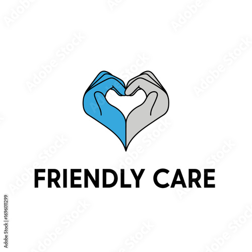 Hand friendly care solidarity, logo design illustration