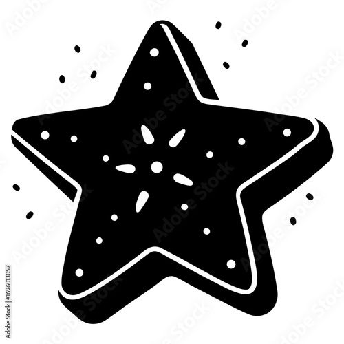 Black and White Star Shape Doodle with Decorative Details for Holiday Season or Graphic Design Projects