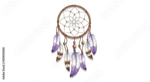 Dreamcatcher of Tranquility: A meticulously illustrated dreamcatcher featuring intricate web design and delicate feathers, embodying peace and serene escape from the hustle of daily life.