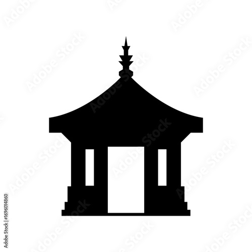 Vector shrine silhouette illustration Japanese temple architecture minimal flat design for travel culture and background graphic elements