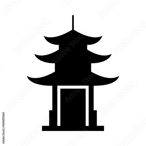 Vector shrine silhouette illustration of traditional temple building minimal style for architecture and travel themes perfect for poster or background design