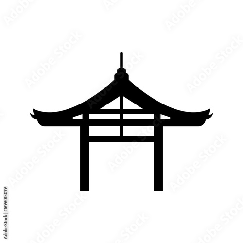 Vector shrine silhouette illustration of traditional temple building minimal style for architecture and travel themes perfect for poster or background design