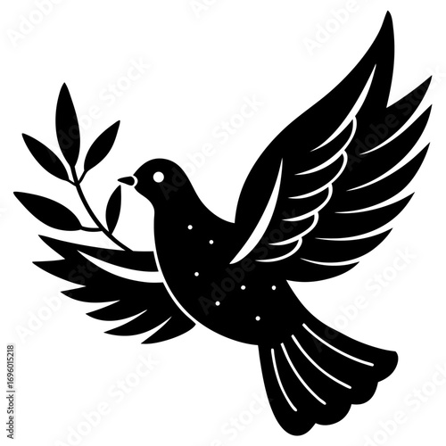 Peaceful Dove with Olive Branch a Symbol of Hope and Reconciliation Vector Graphic