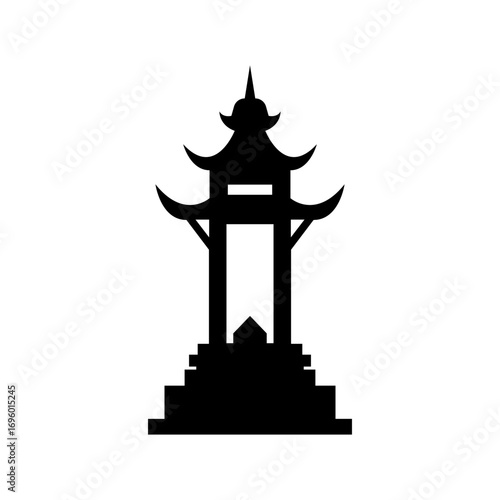 Vector shrine silhouette illustration of traditional temple building perfect for religious architecture and cultural heritage design