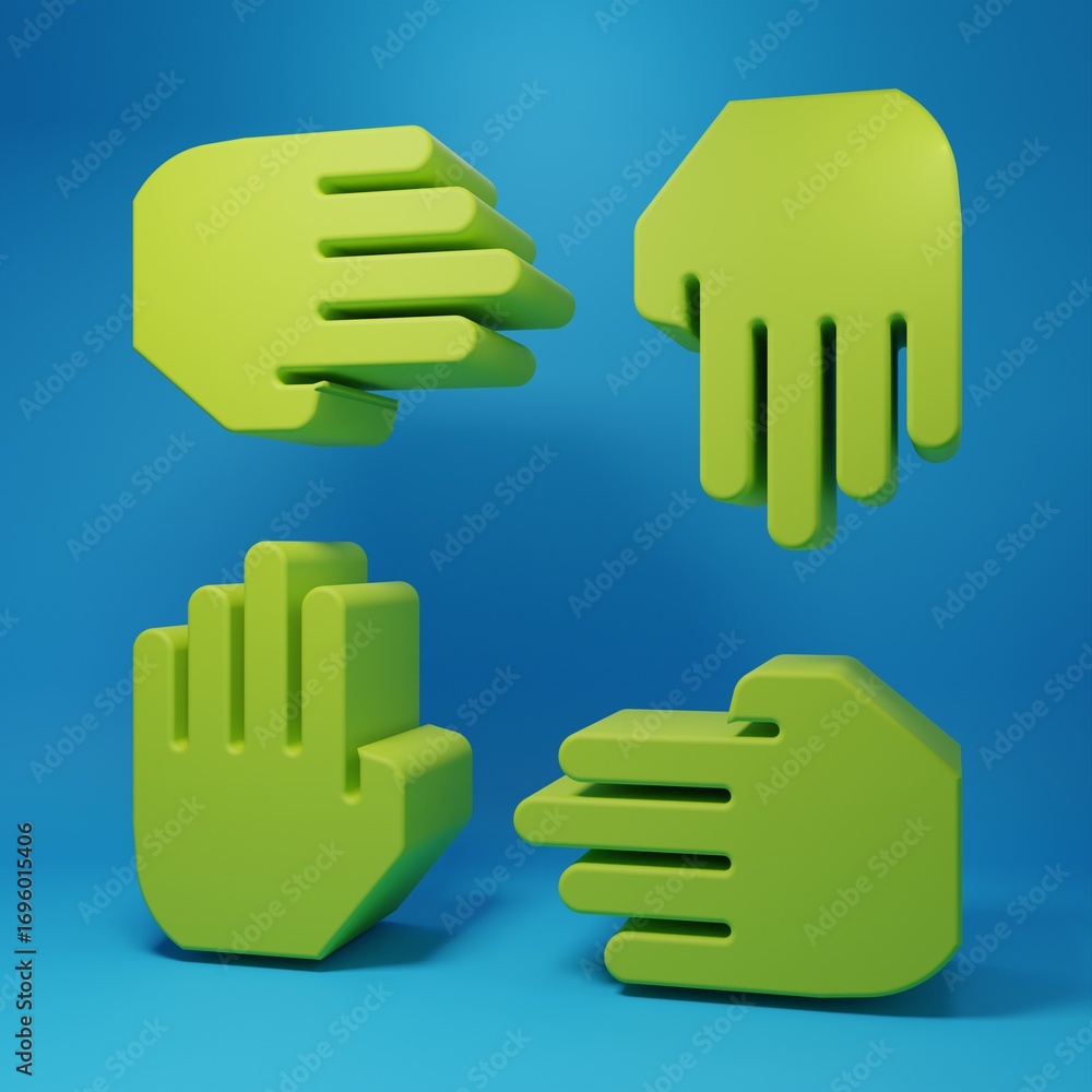 Obraz premium Green Project team base icon isolated on blue background. Business analysis and planning, consulting, team work, project management. Developers. Minimalism concept. 3D render illustration