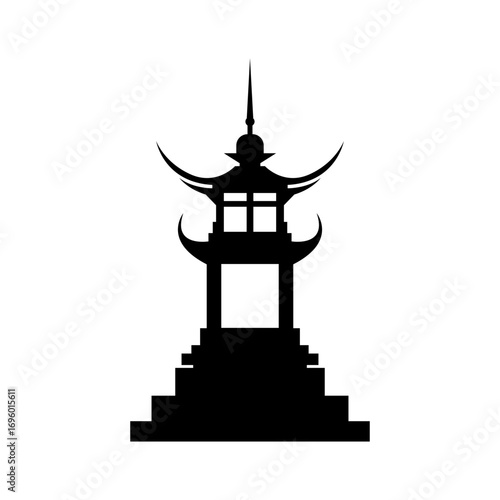 Vector illustration of shrine silhouette great for Asian temple icons and spiritual landmark decor