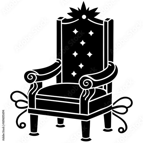 Elegant Throne Silhouette Regal Chair Symbol of Power and Authority Graphic Icon Design