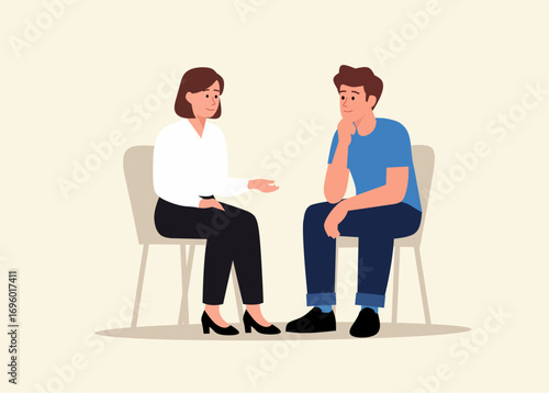 Professional counseling session vector illustration mental health support discussion people talking
