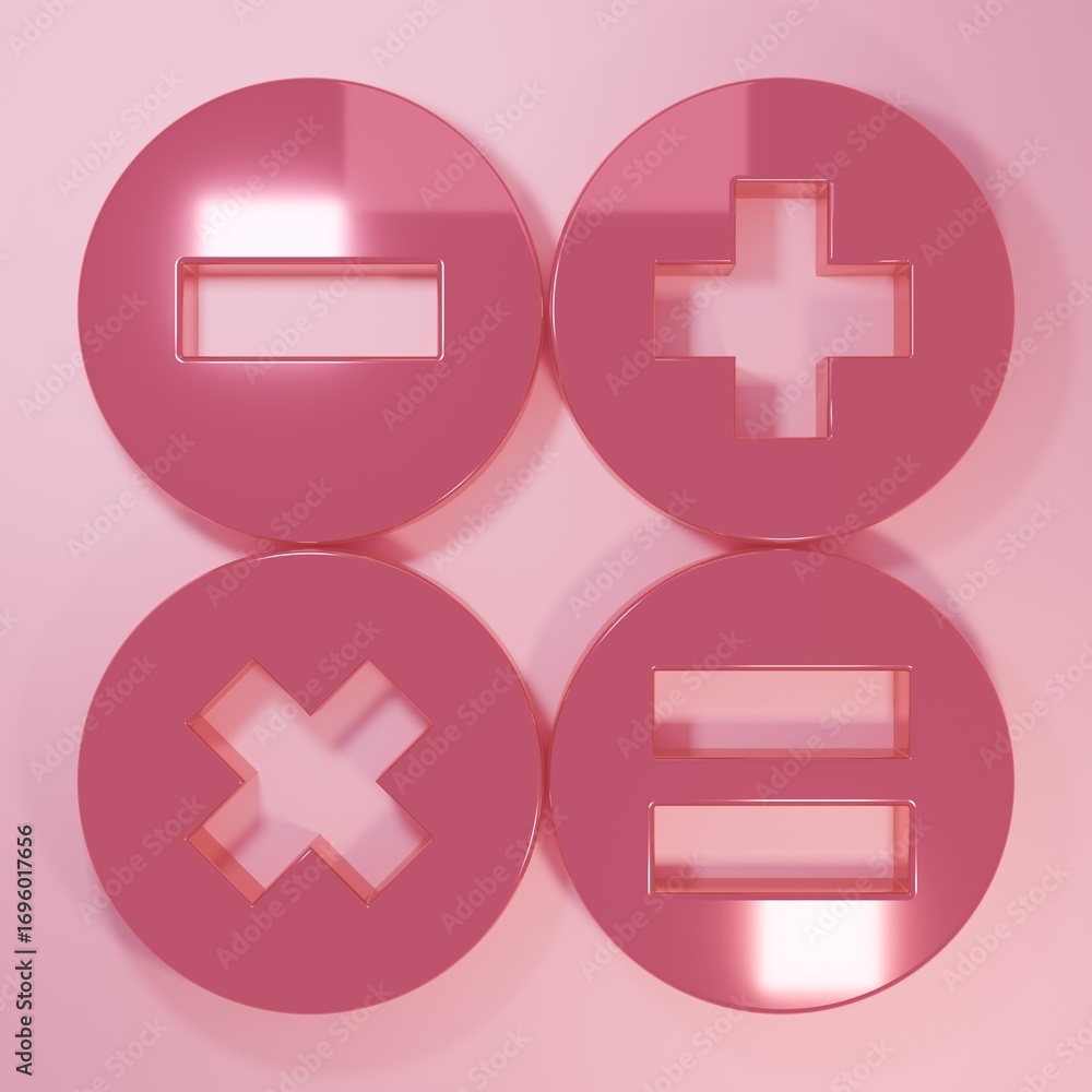 Obraz premium Pink Calculator icon isolated on pink background. Accounting symbol. Business calculations mathematics education and finance. Minimalism concept. 3D render illustration