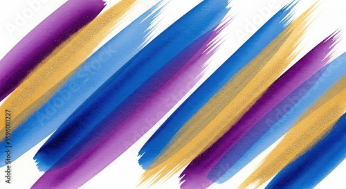 Vibrant Strokes of Color: Diagonal brushstrokes of vibrant color in blue, gold, and purple. Creating a dynamic display of artistic expression, perfect for adding flair to any creative project.