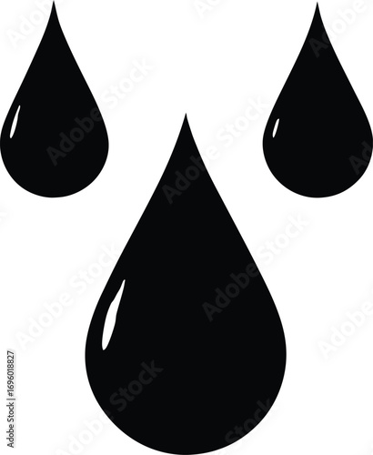 black drop of oil vector on transparent background