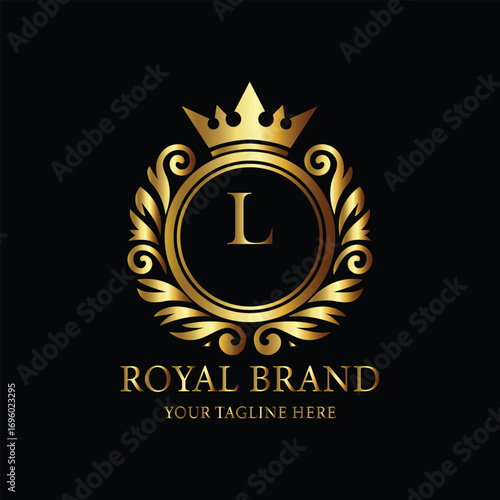 Elegant Gold Royal Brand Logo with Letter L