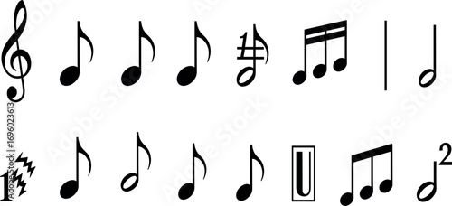 Music notes icon set, Music notes symbol