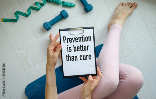 Bild auf Leinwand Concept of Prevention is better than cure write on sticky notes in hand