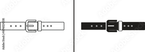 Belt Comparison: A minimalist side-by-side comparison of a classic belt, one in sleek black and another in outlined white, highlights the simple elegance of this essential accessory.