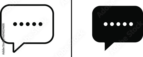 Message Icons: Minimalist icons present a message bubble, its essence rendered in solid and negative spaces, speaking volumes of digital communication.
