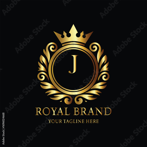 Golden Royal Brand Logo with Letter J