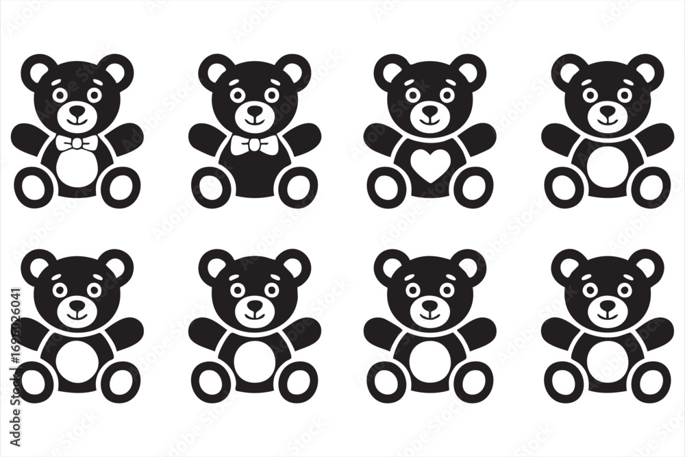 Obraz premium Cute Plush Toy Icon Set for Childhood and Baby Graphics