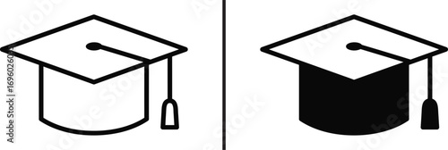 Graduation Cap: A simple illustration of two graduation caps representing the beginning of a new journey. Perfect for academic or educational concepts.