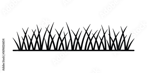 Simple black silhouette of tall grass blades