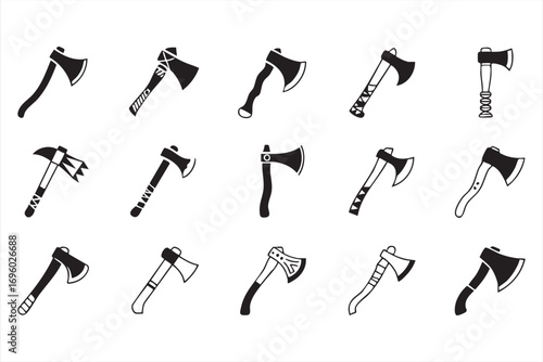 Vector Illustration of Woodcutting and Chopping Tool Icon Pack