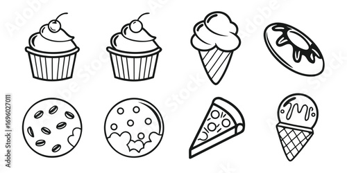 cute-dessert-icons-set---8-minimalist-icons---blac