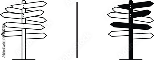 Signpost: Signposts on white background directing to different destination which represents choice, direction, and decision making. 