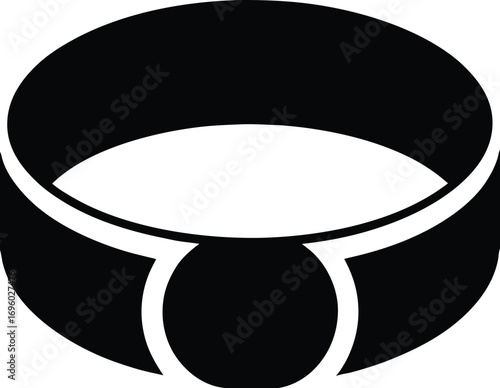 A Simple Elegant Silhouette Vector of a Wide Black Banded Ring Featuring a Central Circular Gemstone Or Embellishment Representing Classic Jewelry Design And Timeless Style