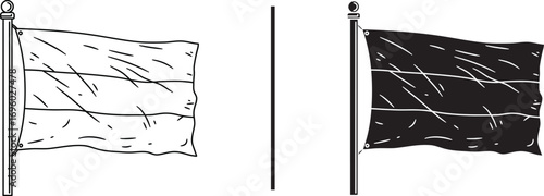 Flag in Monochrome: Two monochromatic flag designs blowing in the wind, a symbol of the state's symbol in bold contrast. An artistic showcase of unity, with an interplay of light and shadow.