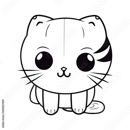 outlined baby scottish fold kawai coloring page illustration.