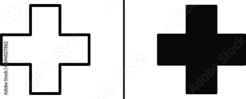 Cross Sign: Two contrasting crosses, one in stark white, the other in bold black, standing as potent symbols of opposing forces, a stark depiction of duality.